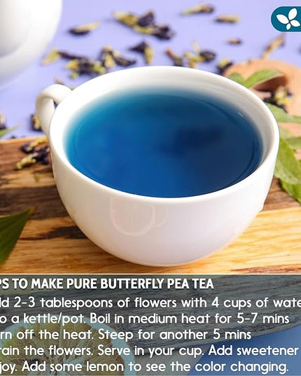 FreshDrinkUS, Premium 8oz Blue Butterfly Pea Flowers Dried – Premium Whole Flower Herbal Tea – Vibrant Blue Natural Color – Caffeine-Free Loose Flower Tea. Vegan