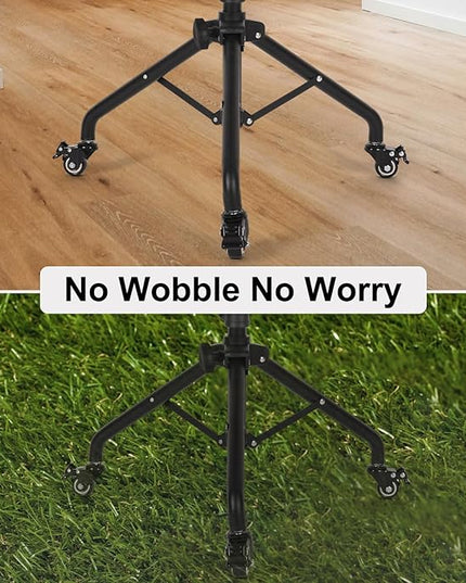 Laptop Tripod on Wheels with 2 Shelves, Portable Projector Floor Stand Adjustable Height 25.9 to 51.8 Inch with Phone Holder