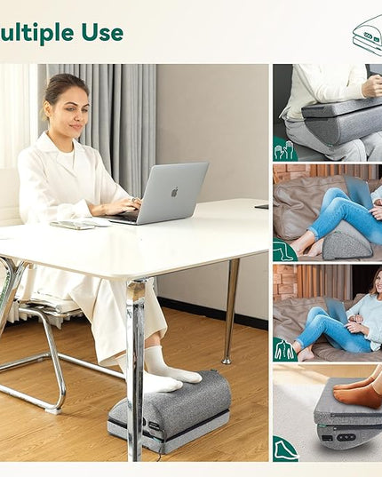 Snailax Heated Foot Rest Under Desk at Work, Ergonomic Footrest with Vibrating Massage and Adjustable Height, Foot Warmer, 3 Vibration Modes & 2 Heating Levels,Memory Foam,Office Home Gaming