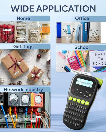 Label Maker Waterproof-Labels, Wire Cable Label Maker, Labeler Machine with Tapes Laminated, H1100 Handheld Labeling Maker with Backlit-LCD & One-Touch Key, Home Industrial Office Organization
