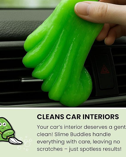 Slime Buddies Car Cleaning Gel Putty - 12 Pack Apple Scented Interior Detailing Tool for Cup Holder, Air Vent & Keyboard - Reusable Auto Detailing Accessories - Dust Remover Goop - Gifts for Men Women