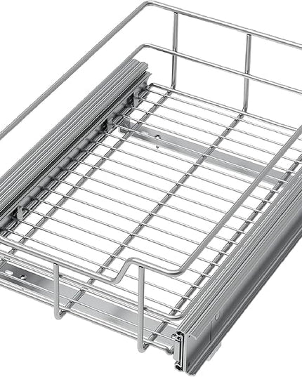Pull Out Cabinet Organizer 11" W X 22" D, Slide Out Drawers For kitchen organizers and storage, Pull Out Drawers For Cabinets Capacity Heavy Duty Caddy, Cabinet Shelves Chrome-Plated, Bathroom Pantry