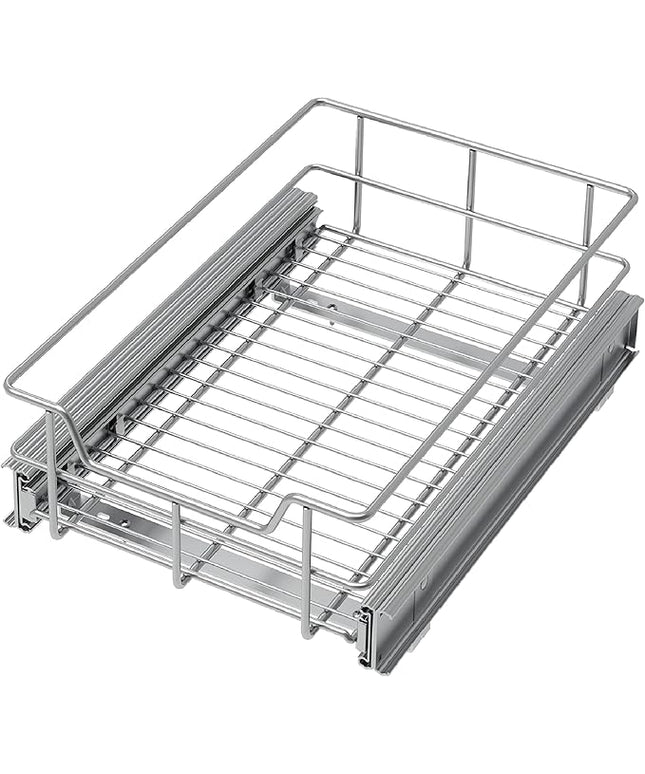 Pull Out Cabinet Organizer 11" W X 22" D, Slide Out Drawers For kitchen organizers and storage, Pull Out Drawers For Cabinets Capacity Heavy Duty Caddy, Cabinet Shelves Chrome-Plated, Bathroom Pantry