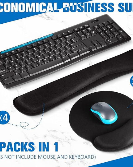 Yunsailing 8 Pcs Ergonomic Mouse Pad and Keyboard with Wrist Support Set Soft Smooth Gel Rest Comfortable Memory Foam for Easy Typing Gaming Computer Laptop Office Home