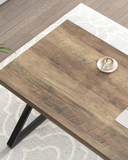 FOLUBAN Computer Desk, Modern Home Office Desk, Wood and Metal Study Writing Gaming Table for Bedroom Living Room, Rustic Oak, 53 Inch