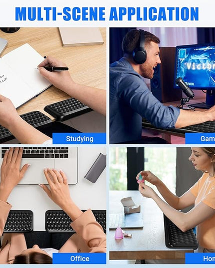 L-Shaped Desk Elbow Pad，Arm Rest for Desk 2-Piece Ergonomic Wrist Rest with Non-Slip Base Memory Foam Elbow Support Padding for Computer Keyboard, Office and Home (Leather)