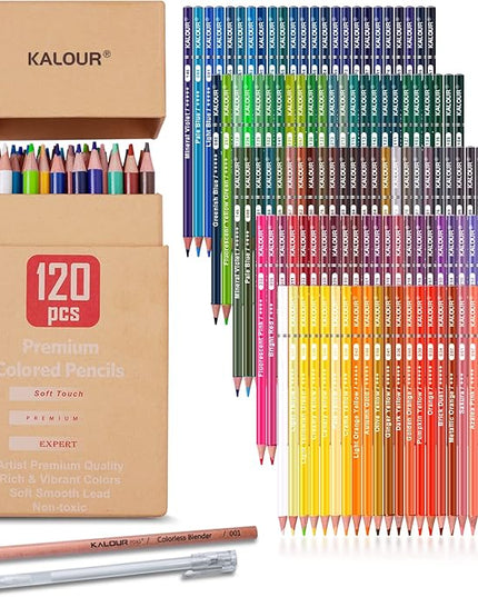 KALOUR Premium Colored Pencils,Set of 120 Colors,Artists Soft Core with Vibrant Color,Ideal for Drawing Sketching Shading,Coloring Pencils for Adults Beginners