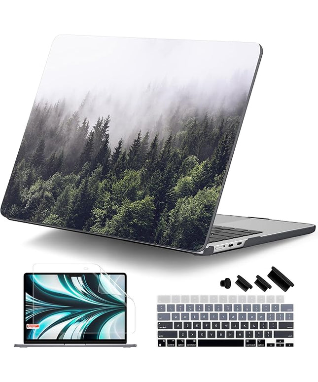 DONGKE for M4 MacBook Air 13.6 Inch Case 2025 2024 2023 2022 Model A3240 A3113 A2681 M3 M2 Chip, Plastic Hard Shell Case Cover with Touch ID for MacBook Air 13 Inch M4 - Forest