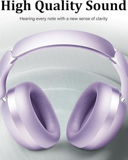 Wentronic Y04 Bluetooth Headphones Active Noise Cancelling Wireless Over Ear Headphones 48 Hours Playtime High Sound Quality Foldable Headphones with Soft Ear Cushion for Travel - Purple