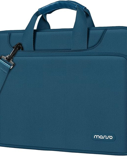 MOSISO 360 Protective Laptop Shoulder Bag Compatible with 17-17.3 inch Dell XPS/HP Pavilion/Ideapad/Acer/Alienware/HP Omen,Matching Color Sleeve with Belt, Teal Green