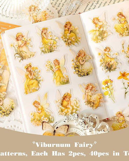 SIBLYMONA Vintage Fairy Stickers 120Pcs Transparent Stickers for Scrapbooking Journaling, Floral Butterfly Cottagecore Junk Journal Scrapbook Supplies, Rub On Transfers for Crafts (120, Pink)