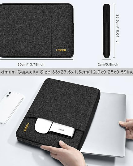 Slim Laptop Case 13.3 14 inch Sleeve, Rainproof & Shockproof Carrying Case for Notebooks Compatible with MacBook Pro 14" and All Models 13.3" MacBook Air/Pro, Most Popular 13"-14" PC,Black
