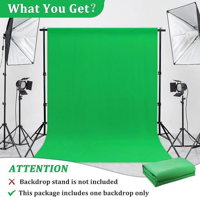 6 x 9 FT Green Screen Backdrop - Polyester Fabric for Video Streaming, Portrait Photoshoot, Wall Mounted, Parties and Small Events