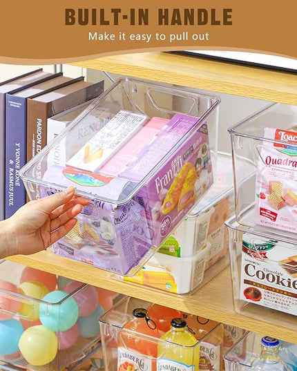6 Pack Clear Storage Bins with Lids, 7 Quart Stackable Storage Boxes for Storage and Organization, Plastic Storage Containers with Lids, Plastic Bins with Handles for Office, Bedroom, Study Room