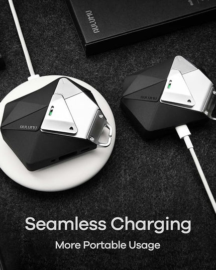 Aulumu A39 Geometric AirPods Pro 3 Case with Lock | Protective Cover with Nylon Buckle | Alloy Armour | Compatible with Apple AirPods Pro 3rd Generation Case (2025) - Black