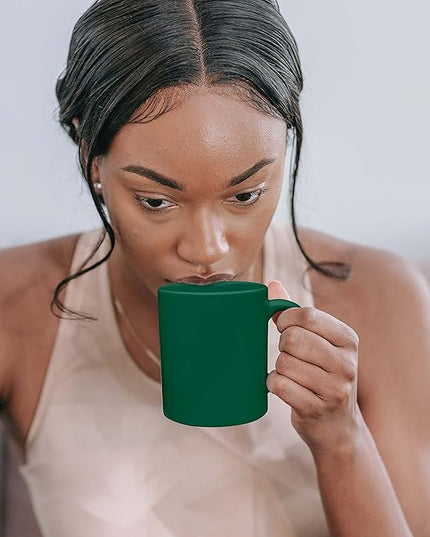 DISCOUNT PROMOS Ceramic Coffee Mugs 11 oz. Set of 10, Bulk Pack - Coffee cup set, Iced coffee cup, Gaming mug - Green