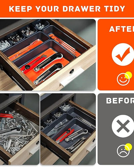 Tool Box Organizer, Tool Drawer Organizer Tray Divider, Toolbox Organization, Garage Tool Organizers and Storage, Tool Box Accessories for Rolling Tool Chest Cabinet (Orange (47PCS))