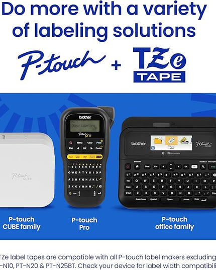 Brother Genuine P-Touch TZe Black Print on Clear Label Tape (TZe161), Laminated,1-1/2in x 26.2ft (36mm x 8m), for Select P-Touch Label Makers, Durable, Water-Resistant, Indoor/Outdoor Use