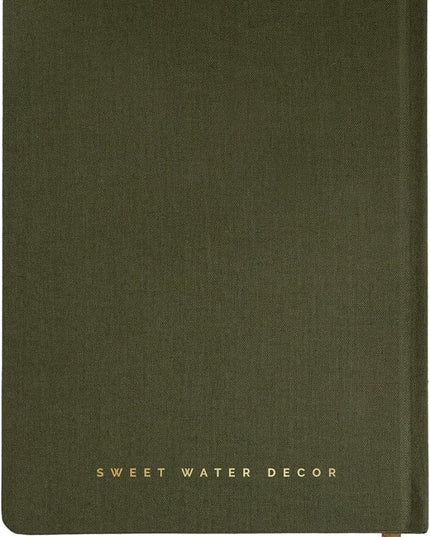Sweet Water Decor Cute Motivational Lined Composition Notebook for Women, 100 Ruled Pages for Writing, Diary with Fabric Inspirational Olive Cover (Go For It)
