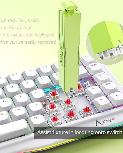 KEMOVE P10 2-in-1 Switch Puller Keycap Puller for Mechanical Keyboard, 304 Stainless Steel Key Switch Keycap Puller, Easily Remove and Replace Gaming Keyboard Switches and keycaps - Green