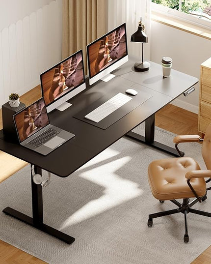 Adjustable Stand Up Desk, Large 71x31 Inches Height Adjustable Standing Desk with Cable Management, Home Office Computer Desk with Memory Preset & Charging USB Port & Sedentary Reminder