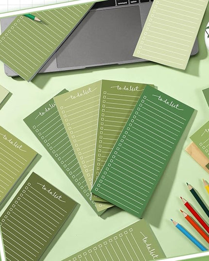 Censen 10 Pack 500 Sheets To Do List Notes Daily Checklist Notepads with 50 Sheets Each Undated Color Memo Pad Block Shopping List Pad Weekly Plan Notepad Organizer Planners(Gradient Green,Lined)