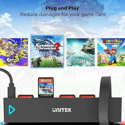 Unitek Switch Game Card Reader, Upgrade Version Multi Switch Game Switcher with Remote Control, 8 Cards Reading & Quick Switching Adapters for Nintendo Switch/Switch OLED(8 Games Switching)