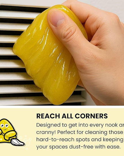 Slime Buddies Car Cleaning Gel Putty - 3 Pack Lemon Scented Interior Detailing Tool for Cup Holder, Air Vent & Keyboard - Reusable Auto Detailing Accessories - Dust Remover Goop - Gifts for Men Women