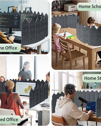 BXI Foldable Felt Desk Divider, 16.5 x 86 Inches Non-Tip Privacy Panel Partition, Versatile Cubicle Shield with Clips for Hanging Notes & Items, Acoustic Table Screen for Office Home Classroom