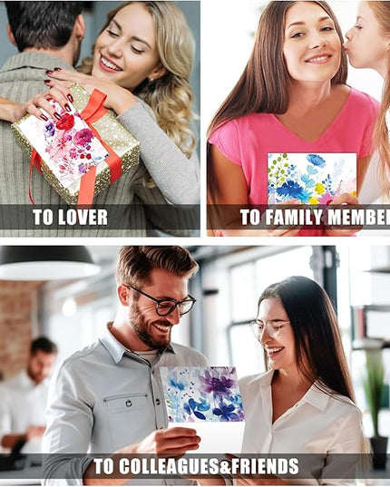 FUHITIM 48 Pack Blank Cards and Envelopes, Watercolor Flowers Blank Greeting Cards, Blank Cards for All Occasion