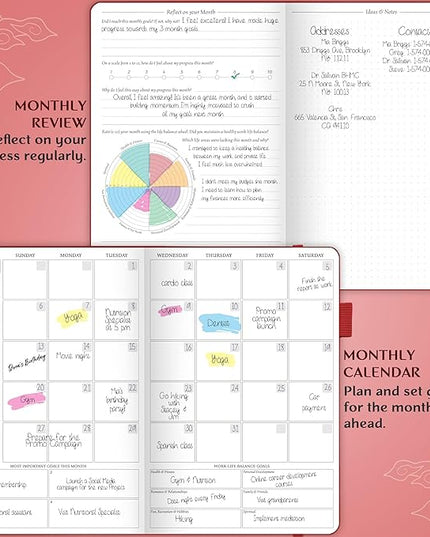 Legend Planner Hourly Schedule Edition – Deluxe Weekly & Daily Organizer with Time Slots. Time Management Appointment Book Journal for Work & Personal Life, Undated, A5 Hardcover – Wine Red, Gold Foil