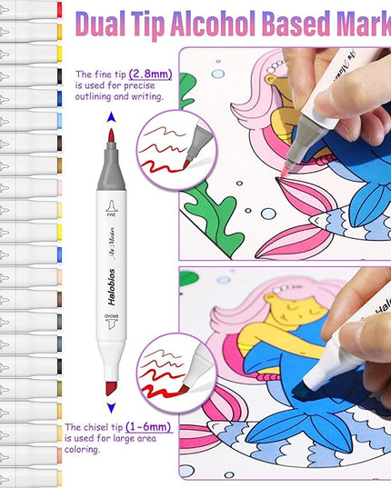 168 Colors Fine & Chisel Alcohol Markers, Dual Tip Art Markers Alcohol Marker Set with Case, Marker for Adults Children Coloring Artists Drawing Sketching Card Making and Illustration