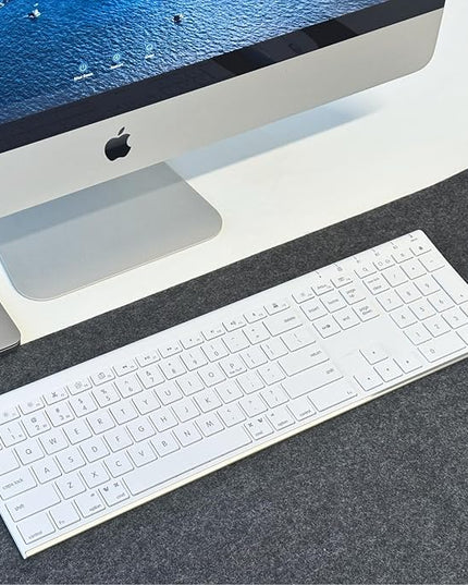 Macally Wireless Bluetooth Keyboard for Mac - Compatible Apple Keyboard or MacBook Pro/Air, iMac - Multi-Device, Up to 3 Devices with 110 Keys, 20 Shortcuts, Numeric Keypad, and Rechargeable - White