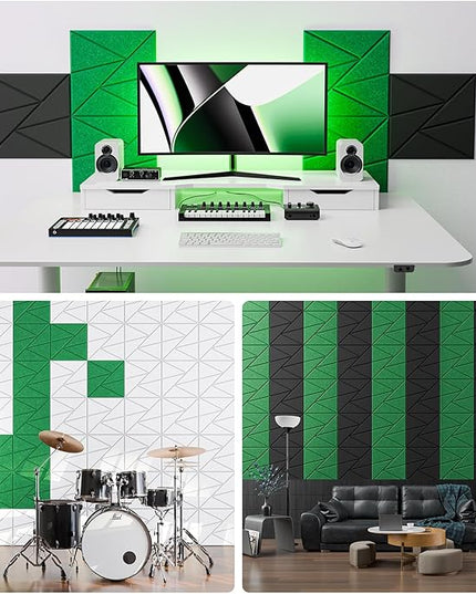 22 Pack Acoustic Panels with Self-Adhesive, 12"X 12"X 0.4"Sound Proof Foam Panels, Sound Panels High Density, Soundproof Wall Panels for Home Studio Office Green
