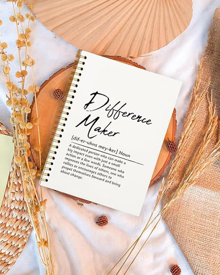 OXW Difference Maker Appreciation Gift, Meeting Notebook for Work, Thank You Gifts for Leader Mentor Manager Boss, Office Supplies Social Worker Notebook, White Hardcover Spiral Notebook 5.5 x 8.3