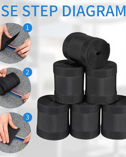 WILLBOND Carpet Cord Cover Cable Protector Floor Cover Cable Protector Management Only for Commercial Office Carpet(59.06 ft,Black)