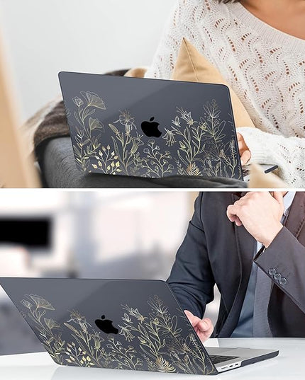 DONGKE for M4 MacBook Air 13.6 Inch Case 2025 2024 2023 2022 Model A3240 A3113 A2681 M3 M2 Chip, Plastic Hard Shell Case Cover with Touch ID for MacBook Air 13 Inch M4 - Floral Blooming