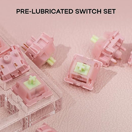 KiiBOOM x Strawberryjam1986 Linear Mechanical Switch Set, 5-Pin, 40gf, 35 Pieces Strawberry Jello Switches for Mechanical Gaming Keyboard, Compatible with MX Keycaps