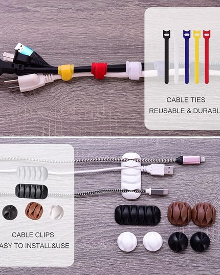 3 Pack Cable Management Box with 18 PCS Cable Management Set - Large & Medium & Small Cable Organizer Box to Hide Wires & Power Strips | TV Cord Organizer Box | for Home & Office, White