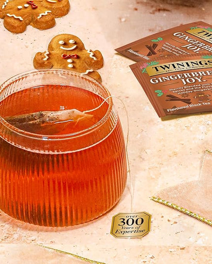 Twinings Gingerbread Joy Black Tea Individually Wrapped Bags, 20 Count (Pack of 1), Ginger & Cinnamon, Caffeinated, Enjoy Hot or Iced, 20 Teabags