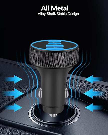 [4 in 1] USB C Car Charger, 4-Port 90W Super Fast Charging Cigarette Lighter Adapter, Dual 45W USBC & USB-A Multiport Car Phone Charger Accessories for iPhone 17 16 15 14 13 12, iPad, Galaxy, Tablet