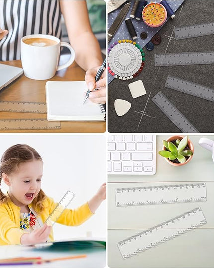 32 Pack 6 Inch Mini Rulers Bulk Plastic Small Rulers with Inches and Centimeters, Drafting Measuring Tool Set for Classroom Kids Student School Office Supplies(6 Inch,Clear)