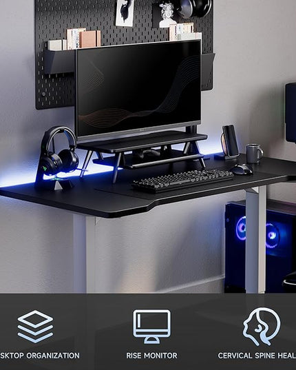 Fenge Monitor Stand, Monitor Stands Riser for Desk, 23.6 Inch Wood Desk Shelf with Storage Organizer and Cable Management for Office Desk Accessories