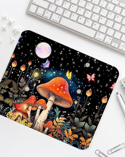 Red Mushroom Square Mouse Pad,Non-Slip Rubber Base Mouse Pad,Home Office Decoration Desktop Accessory, Laptop Mouse Pad for Office Laptops,9.4x7.8x0.12in.