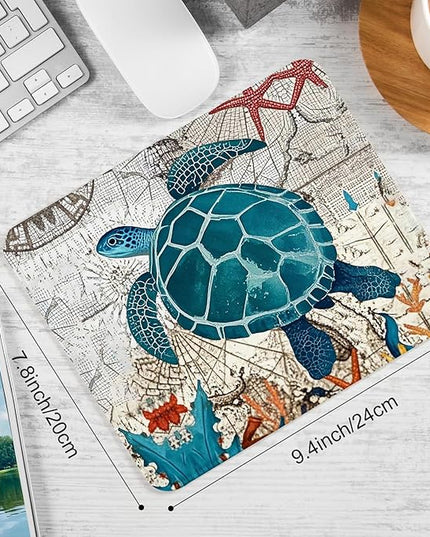 Sea Turtle Square Mouse Pad,Non-Slip Rubber Base Mouse Pad,Home Office Decoration Desktop Accessory,Laptop Mouse Pad for Office Laptops,9.4x7.8x0.12inch 2