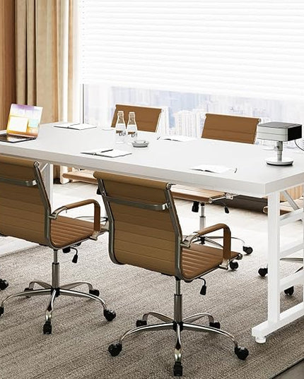 Coleshome 71 Inch Executive Desk with USB Ports, Large Computer Desk with Extra Thick, Long Mordern Office Workstation, Business Furniture for Home Office, White