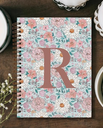 Vintage Floral Personalized Notebook, Initial Letter R Notebook Journal ,Vintage Flower Notebook for Work School Office Supplies,,Monogrammed Notebook for Women Teen Girl,Back to School Supplies 5.5 x 8.3