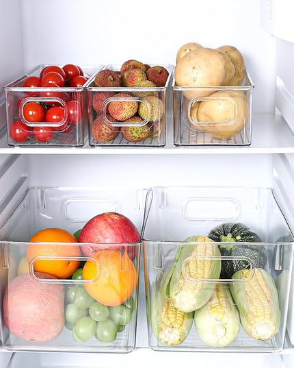 Clear Plastic Storage Bins 8 Pack - Pantry Organizers and Storage, Fridge Organizer for Kitchen, Cabinet, Freezer, Bathroom, Clost, Home Organization
