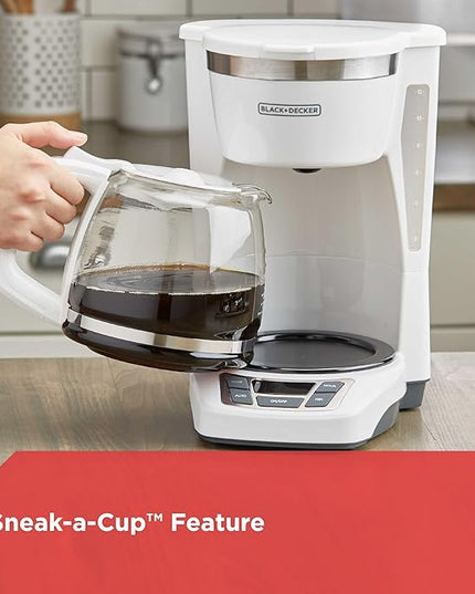 BLACK+DECKER CM1160W-1 CM1160W 12-Cup Programmable Coffeemaker, White/Stainless Steel