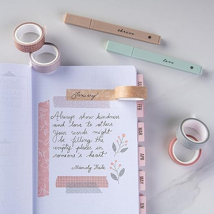 DIVERSEBEE Pastel Washi Tape Set, 5 Rolls Decorative Scrapbook Tape, Cute Craft Tape, Scrapbooking Bullet Journal Supplies, Bible Journaling, Planner Accessories, Gift Wrap Tape (Forest)